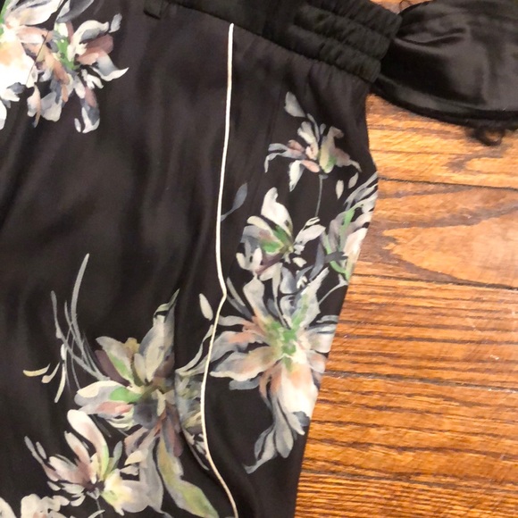 SILKY ZARA Easy pant Blk Floral Wht Trim Tux - Picture 5 of 5